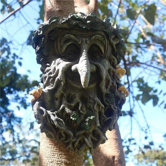 Tree Face Decor Old Man Tree Faces Sculptures Tree Huggers, Whimsical Tree Faces - Picture 3 of 7